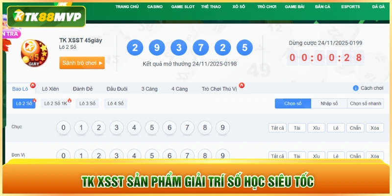 TK XSST sản phẩm giải trí số học siêu tốc TK XSST sản phẩm giải trí số học siêu tốc