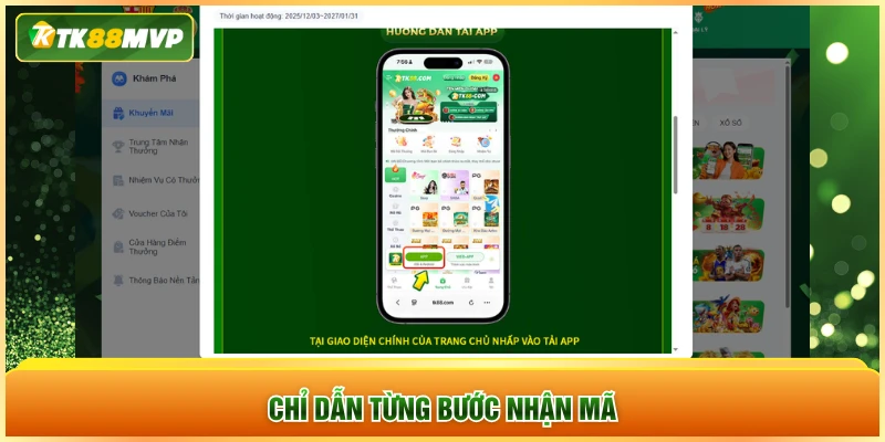 Chỉ dẫn từng bước nhận mã Chỉ dẫn từng bước nhận mã