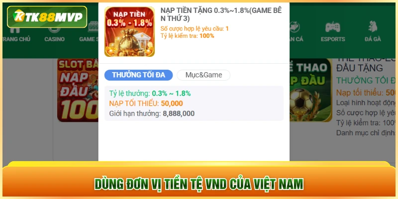 Dùng đơn vị tiền tệ VND của Việt Nam Dùng đơn vị tiền tệ VND của Việt Nam